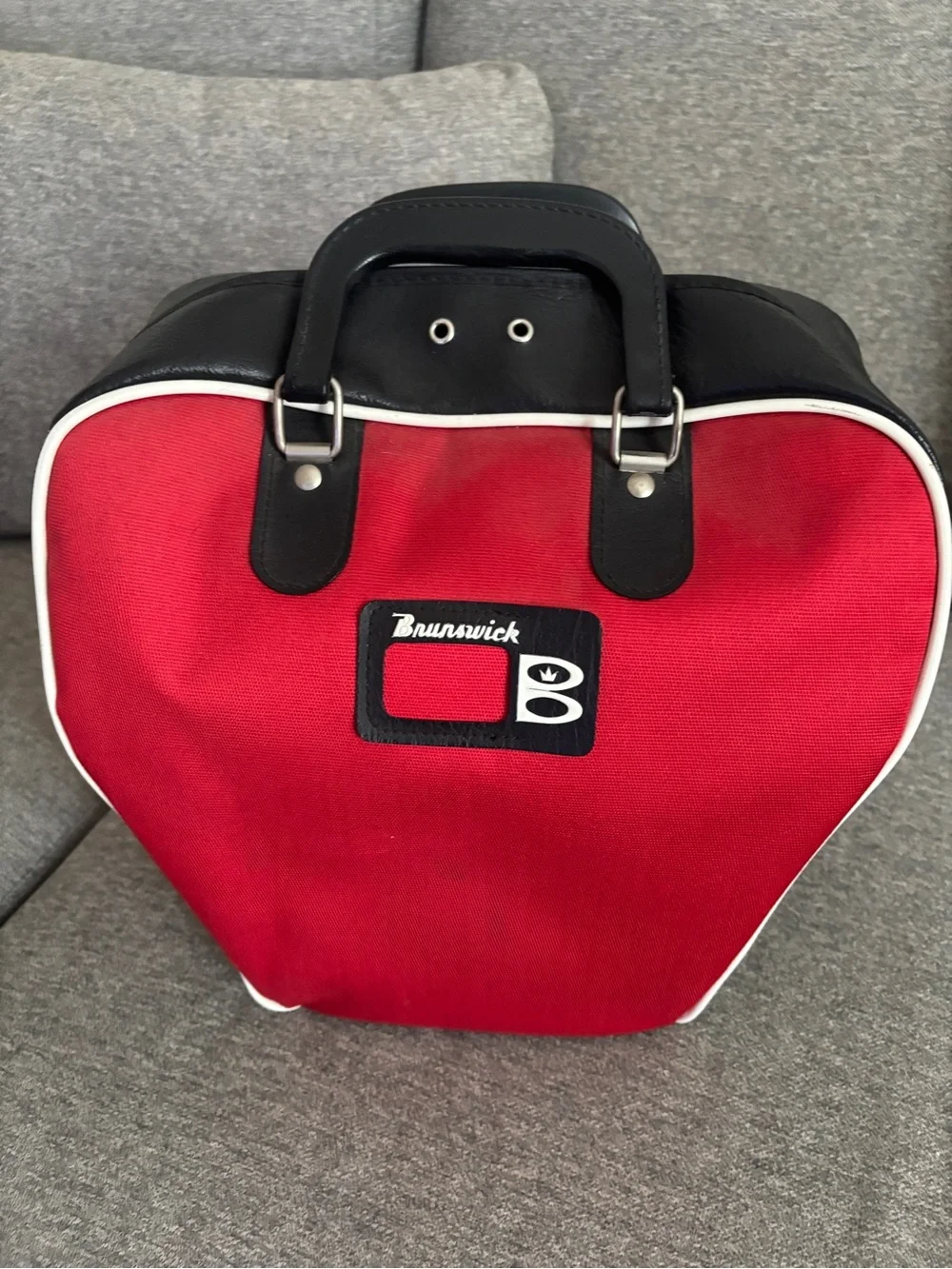 Vintage Brunswick Red Bowling Bag with Black Trim